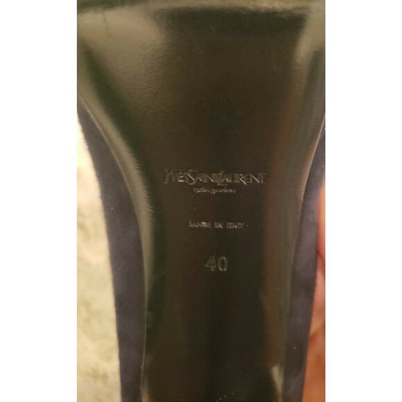 YVES SAINT LAURENT BLK SUEDE PALAIS PEEP TOE 9.5 - Picture 8 of 10